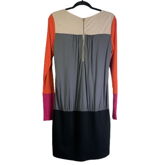 TED BAKER Multi-Color Block Long Sleeve Blouson Dress - Picture 7 of 10